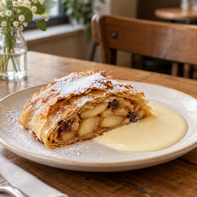 Apfelstrudel mit Vanillesauce
