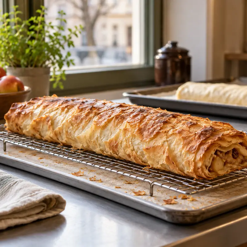 Strudel kühlt auf dem Gitter aus