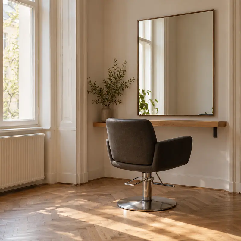 Ein Frisierplatz am hohen Altbaufenster